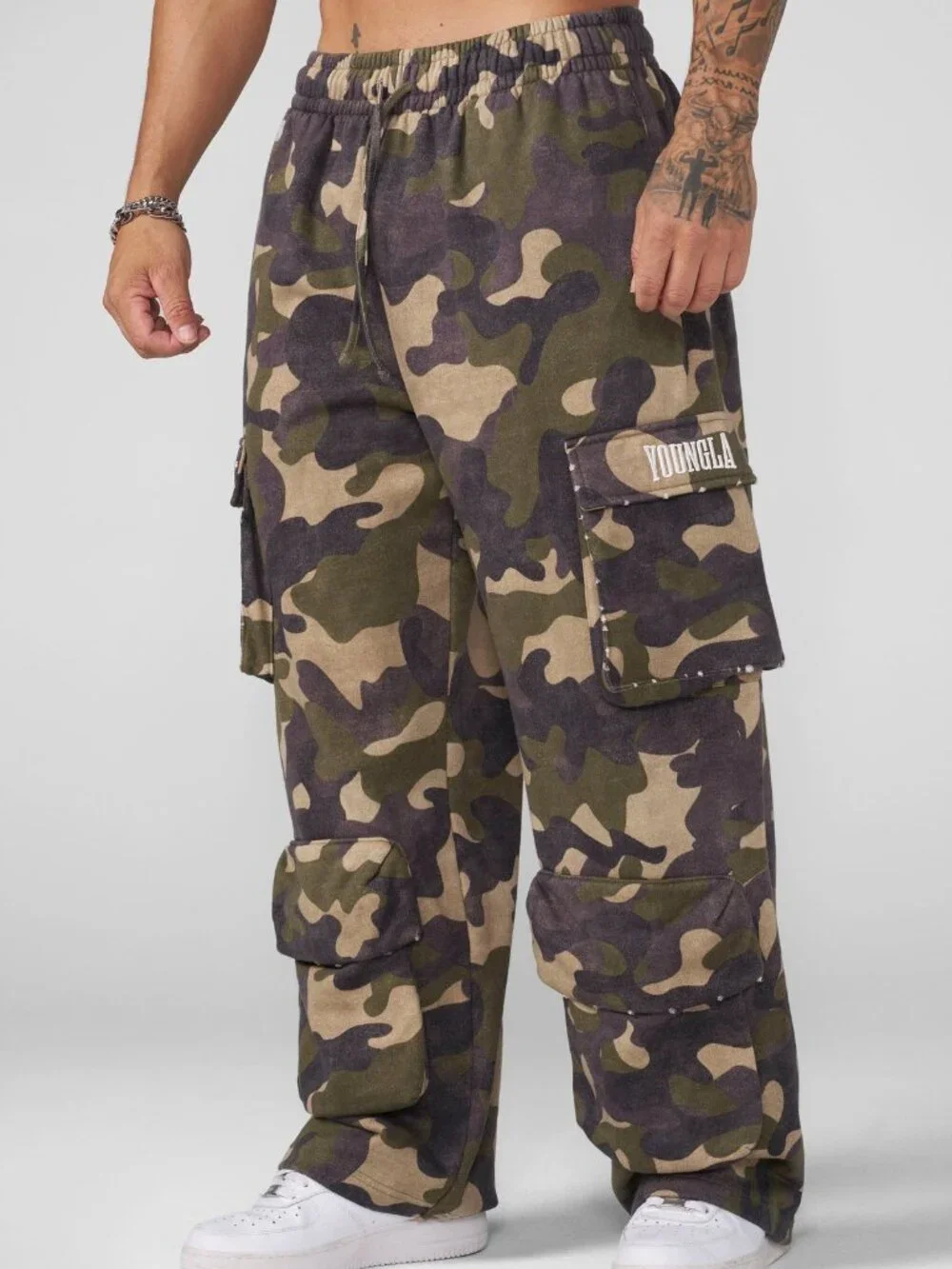 NWT YOUNGLA Heritage Green Camo Cargo Sweats-Men's XL